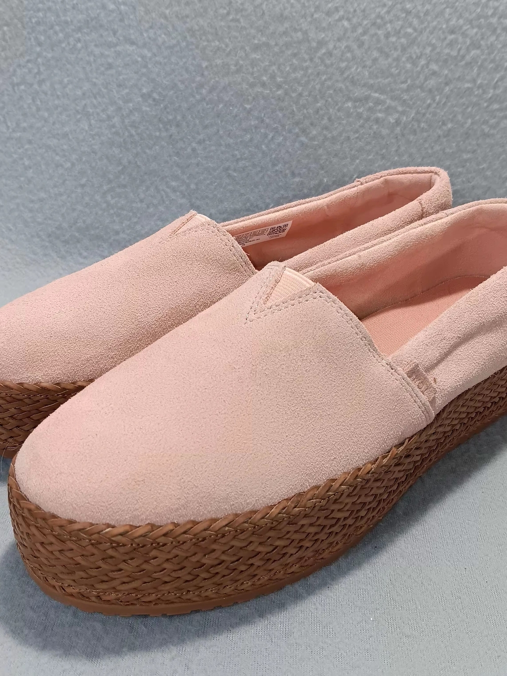 TOMS Pink Suede Valencia Platform Espadrille Slip On Shoes Sz.9 Comfort Causal